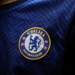 Detailed close-up photo capturing the Chelsea F.C. football jersey patch.
