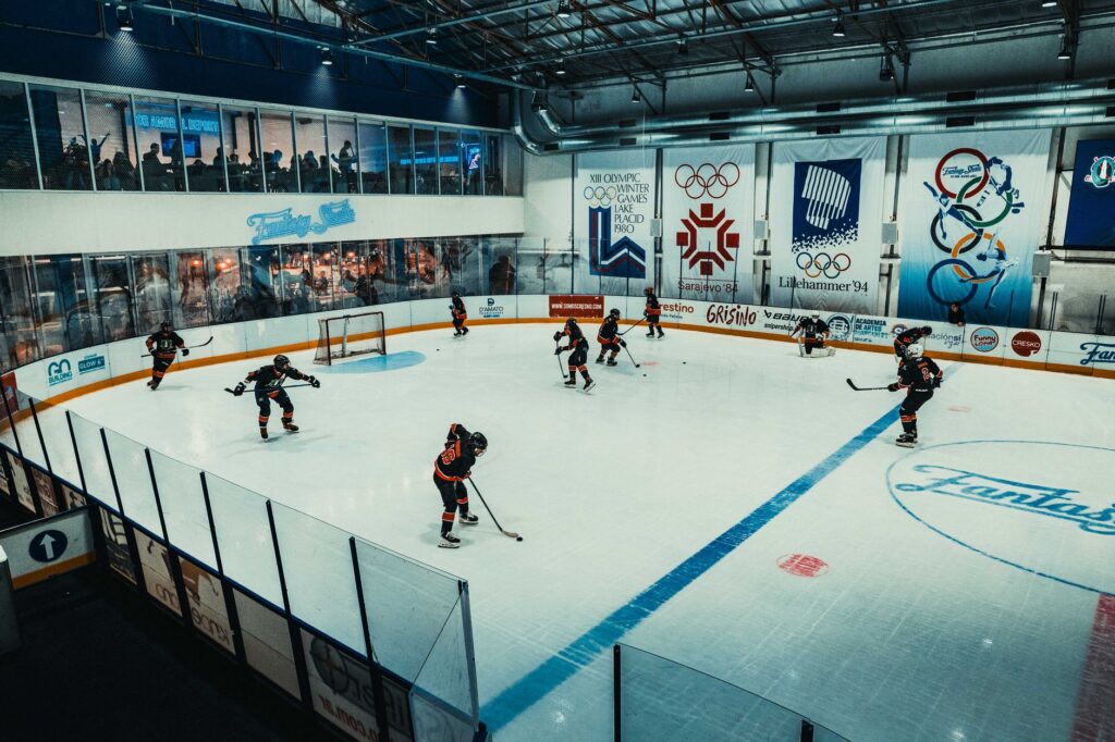 Exciting ice hockey match in Buenos Aires, Argentina, showcasing skillful players in action.