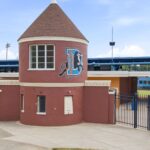 Entrance to the iconic Durham Bulls Athletic Park in North Carolina.