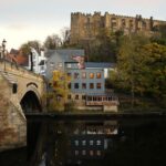 Captivating view of Durham Castle and Framwellgate Bridge over the river.