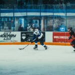 Dynamic action shot of an ice hockey game in Buenos Aires. Captured during a thrilling match.