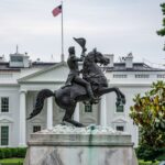 A view of Andrew Jackson's equestrian statue in front of the White House, Washington D.C.