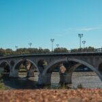 Scenic view of Pont Saint-Pierre bridge crossing the Garonne River in Toulouse, France.