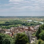 A scenic aerial view of Arundel with lush countryside, river, and historic architecture.