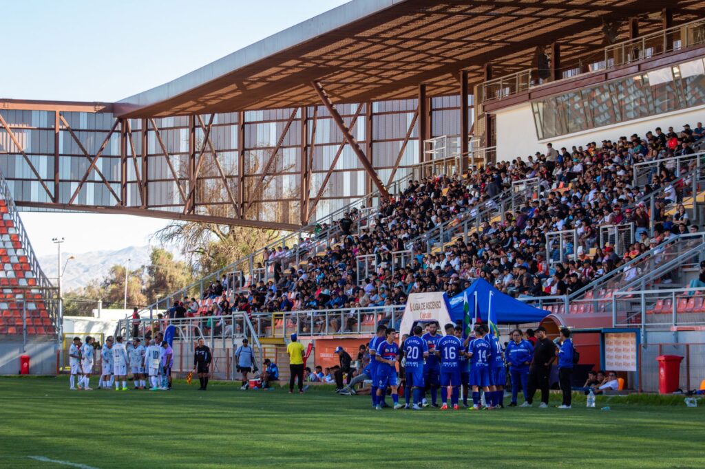 Packed stadium during a vibrant football game on a sunny day, showcasing team spirit and enthusiasm.