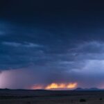 Captivating view of lightning strikes during a thunderstorm in New Mexico, showcasing vibrant skies.