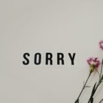 Word 'SORRY' displayed with pink carnations on a white background