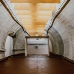 Concrete underground passage with modern lighting in Zurich, Switzerland.