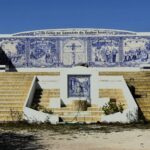 Traditional Portuguese azulejo mural at the Santuário do Senhor Jesus in Bombarral, Portugal.