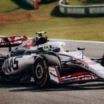 Formula 1 car speeding during a race at Interlagos racetrack, São Paulo, Brazil.
