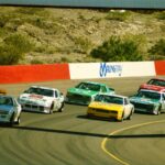 High-speed race cars compete at a track in Avondale, Arizona.